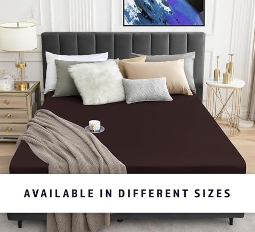 Image of Cotton Feel Terry 72x75 inch Ultra Soft Waterproof Mattress Protector King Size | Breathable Hypoallergenic Mattresses Cover for King Size Bed (Coffee)