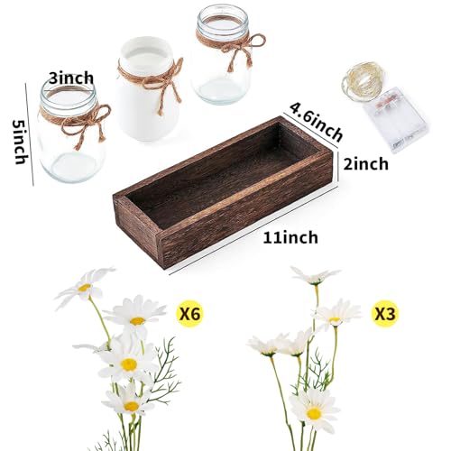 Warmtree-Mason-Jar-Lights-Centerpiece-Table-Decorations-for-Farmhouse-Coffee-Table-Wood-Tray-3-Jars-Flowers-and-Led-Light-for-Dining-Room-Bathroom-Kitchen-Summer-DecorWhite Warmtree Mason Jar Lights Centerpiece Table Decorations for Farmhouse Coffee Table Wood Tray 3 Jars Flowers and Led Light for Dining Room Bathroom Kitchen Summer DecorWhite
