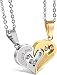 Jstyle Stainless Steel Mens Womens Couple Necklace Friendship Puzzle CZ Love Matching Heart Pendants