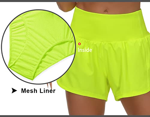 Image of THE GYM PEOPLE Womens High Waisted Running Shorts Quick Dry Athletic Workout Shorts with Mesh Liner Zipper Pockets