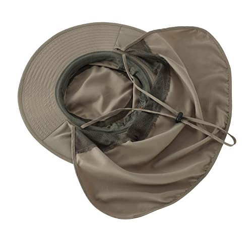 Image of Home Prefer UPF50 Mens Sun Hat with Neck Flap Quick Dry UV Protection Cap Womens Wide Brim Fishing Hat Neck Flap Beach Garden