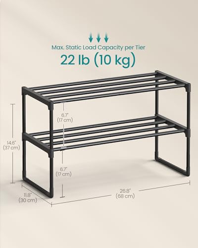 Image of SONGMICS Shoe Rack, 2-Tier Shoe Organizer, Metal Storage Shelf