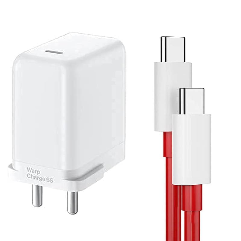 Image of Original 65 Watt OnePluss Wrap Charger C to C Cable for OnePluss 10 /10 Pro /9 /9 Pro / 9R / 8 / 8T / Nord /CE White Type-C Charging Adapter (Adaptor & Cable) (83S000448)