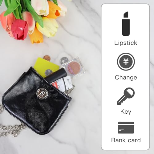 Andiker Small Crossbody Purses for Women, Reflective PU Coin Purse for Women with Silver Chain Shoulder Strap3