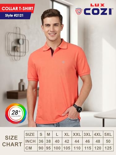 Image of Lux Cozi Men's Cotton Solid Polo Tshirt | Collar Tshirts | Half Sleeves | Stylish & Premium All Day Wear | Pack of 1