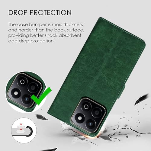Image of Amazon Brand - Solimo Flip Leather Mobile Cover (Soft & Flexible Back case) for Honor X7c 5G (Green)