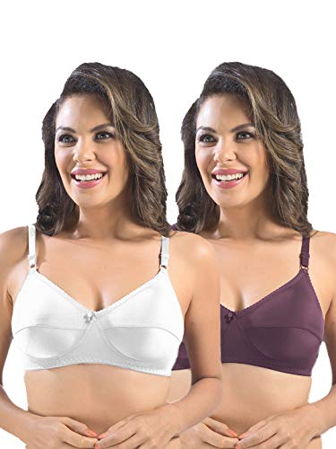 Image of SONARI Womens Cotton Everyday Bra | Non Padded, Wire Free, Comfortable Bra with Seamed Cups | Medium Coverage, Hook and Eye Closure for Everyday Wear | Adjustable Strap for a Customized Fit - Loreal