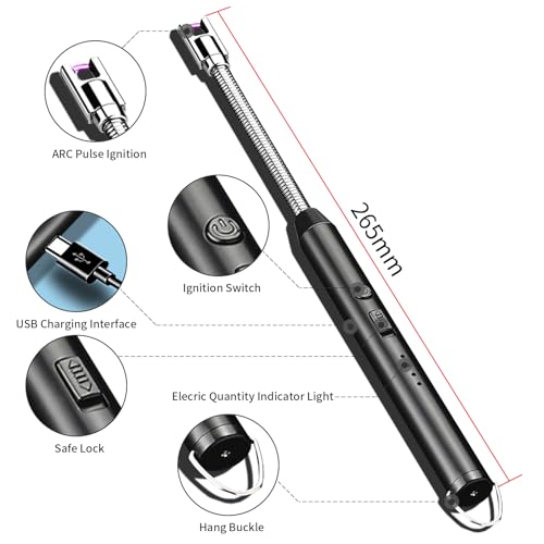 Miniatura 5 de Newaner Encendedor Electrico Cocina Arco Usb Recargable Largo Antiviento 360 Flexible Mecheros De Gas Velas Aromáticas Chimenea Barbacoa Negro