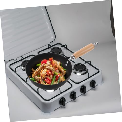 Wok pequeño de hierro forjado estilo japonés con tapa miniatura 5