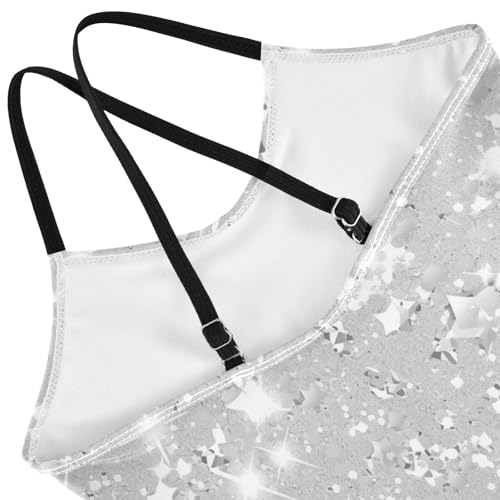 KLL Sliver Glitter Texture Silver Sparkle Girls' 1 Piece Swimsuits Beach Swimming Suits Adjustable Strap Quick-Dry4