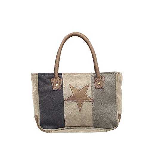 Bolsa de mão Myra Bags Star On Upcycled de lona P-1047, marrom, tamanho único
