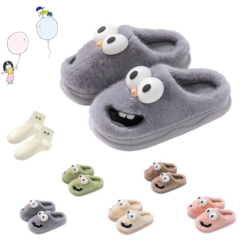 Kissing Slippers for Couples, Soulmate Slippers, Keep Warm, Non-Slip and Breathable, Tongue Out 3D Big Eye Dog Slipper