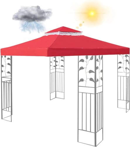 Waterproof 3x3m Pavilion CanopyDurable & WinterResistant Replacement Roof for Garden GazeboDouble Roof Design StormResistant Party TentRed