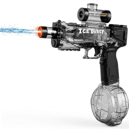 Electric Water Gun for Adults Kids, Automatic Water Guns 32FT Long Range, LED Light Watergun, Squirt Gun for Summer Outdoor Water Toys Pool Beach Party Water Blaster Gift for Boys Girls, Grey