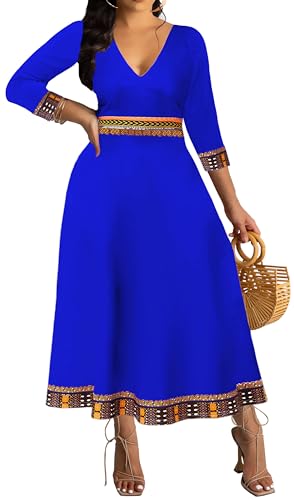Image of VisiChenup African Print Dress for Women Casual Midi Dress