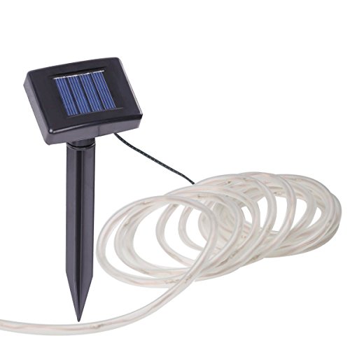 Solar Rope Lights Outdoor Lychee 16.5ft 50LED Waterproof Solar Power String w/ Light Outdoor Rope Lights Ideal for Home Garden Party Wedding Decoration (White)