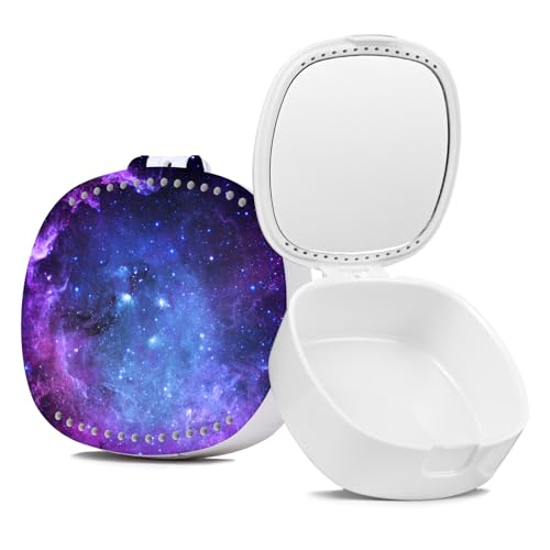 TIHYWR Capa retentora, capa protetora de boca, estojo de dentadura, estojo alinhador ortodôntico com espelho e orifícios de ventilação, capa protetora noturna, estrela roxa