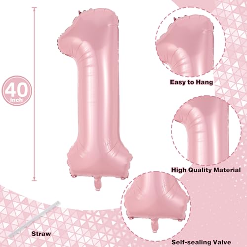 Image of 11 Balloon Number Birthday, Giant Light Pink Number 1 & 1 Helium Foil Balloon for Girls 11th Birthday, Pastel Pink 40'' Self Inflating Mylar 11 Balloon for Women Anniversary Party Decorations Supplies