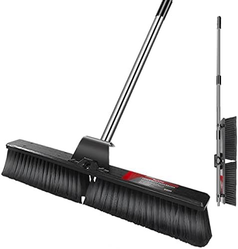 Masthome 24" Push Broom Wide Outdoor Stiff Sweeping Broom with Stiff Bristles Heavy Duty Garden Yard Patio Broom Sweeper for Floors Surfaces Scrub and Cleaning