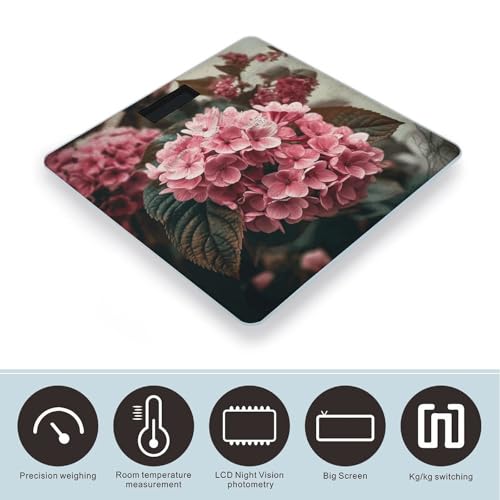 Báscula Digital de Baño con Flores Rosadas 26x26 cm miniatura 3