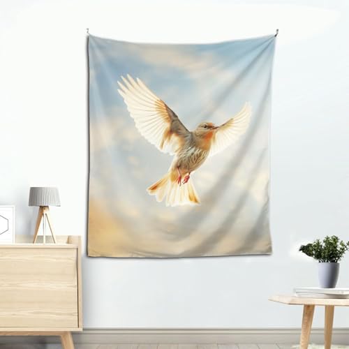 Tapisserie murale tissu léger oiseaux volants SHuWeiD Premium
