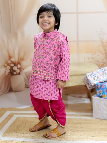 Pure Cotton Printed jacket with Dhoti Kurta for Boys2