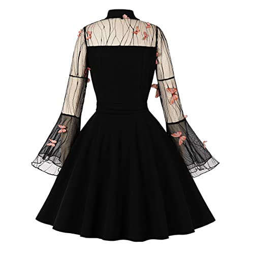 Image of Women's Vintage Polka Dot 1950s Audrey Retro Rockabilly Prom Dress 50's 60's A-Line Cocktail Party Swing Dress