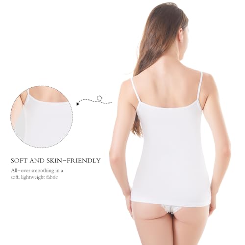 Image of Womens Tank Top Camisoles with Premium Cotton Italian Design - Trimmed with Flower Lace on Neckline