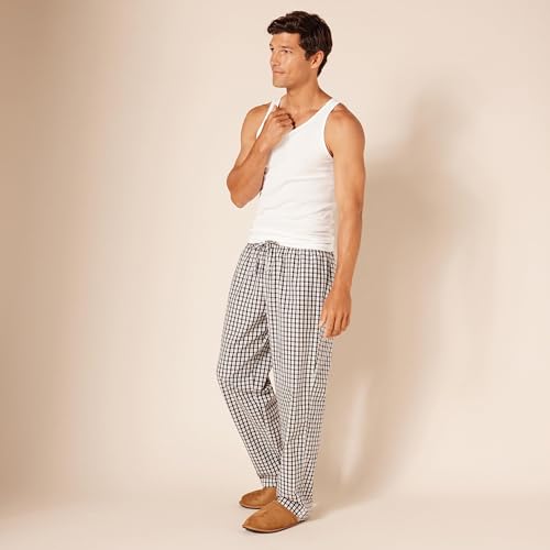 Image of Amazon Essentials Men's Cotton Poplin Straight-Fit Pajama Pants with Pockets, Elastic Waist, Drawstring