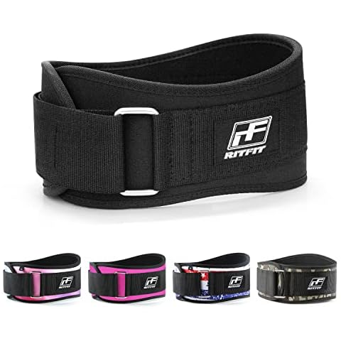 RitFit Weight Lifting Belt - Great for Squats, Lunges, Deadlift, Thrusters - Men and Women - 6 Inch Black - Firm & Comfortable Lumbar Support with Back Injury Protection Cover