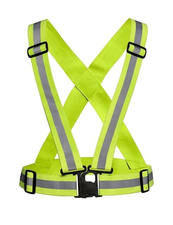 GenericSafe High Visibility Protective Safety Reflective Vest Belt Jacket, Night Cycling Reflector Strips Cross Belt Stripes Adjustable -Green Color