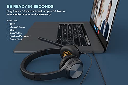 Creative Chat - 3.5 Mm Stereo On-Ear Headset With Retractable Noise-Cancelling Condenser Mic, Mic Mute Switch, Volume Control Dial, For Work Calls On Pc, Mac, And Mobile Devices #TOP1