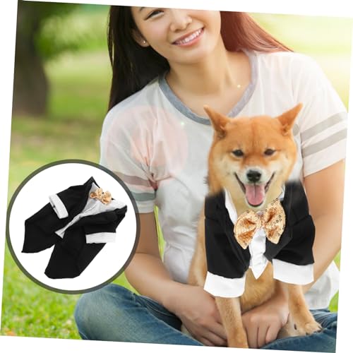 BESPORTBLE Disfraz formal para perro con pajarita, negro miniatura 3