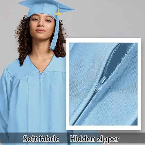 Image of 2026 Graduation Cap and Gown Matte Unisex for High School Bachelor | Heavyweight Matte Polyester, Zipper Closure, Adjustable Cap with 2026 Tassel, Sizes 39-60, Bulk Orders Available