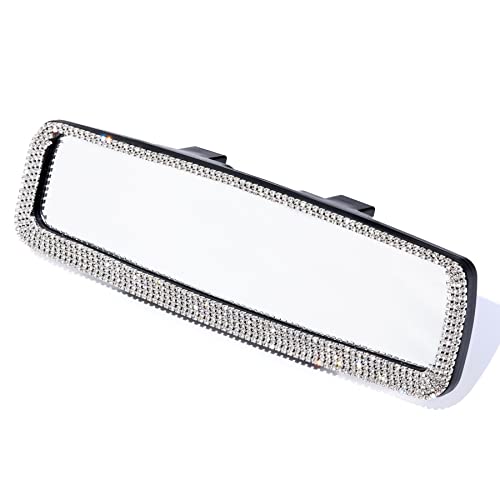 LivTee-Bling-Car-Rearview-Mirror-Car-Bling-Decorations-Rear-View-Mirror-with-HD-Glass-Bling-Car-Interior-Accessories-for-Women-and-Teens-White