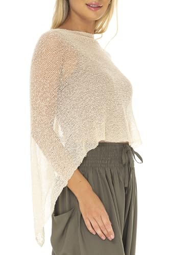 Image of SHU-SHI Womens Sheer Knit Poncho Shrug Lightweight Cover Up One Size Fits Most