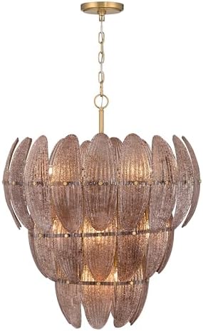 Metropolitan Marclaire 26.5" 11-Light Pendant - Legacy Brass with Brown Textured Handmade Glass (Bulb Not Included)