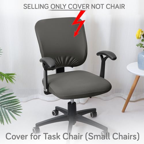 Image of HOKIPO Office Chair Cover for Task Chair - 140 GSM Stretchable Fabric - Anti-Slip & Washable - Fits Small Office Chairs Without Headrest, Ash Grey (AR-6203-LGRY)