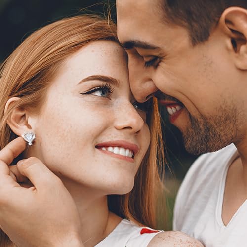 Moissanite Stud Earrings for Women, 0.6-3 Carat Moissanite Heart Earrings Studs, Anniversary Present for Women, Wife, Birthday Gift for Wife, Jewelry Gift for Girlfriend, Mom, Christmas Gifts3