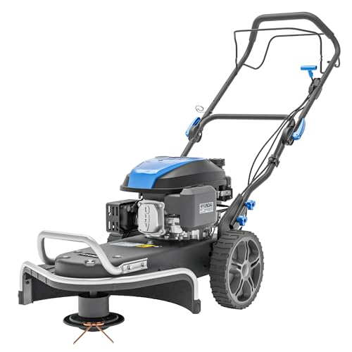 Hyundai 56cm Self-Propelled Wheeled Petrol Trimmer, 173cc 4-Stroke 4.8hp Engine, 4mm Dual Line, 30–75mm Cutting Height, 10 Wheels, 3 Year Warranty