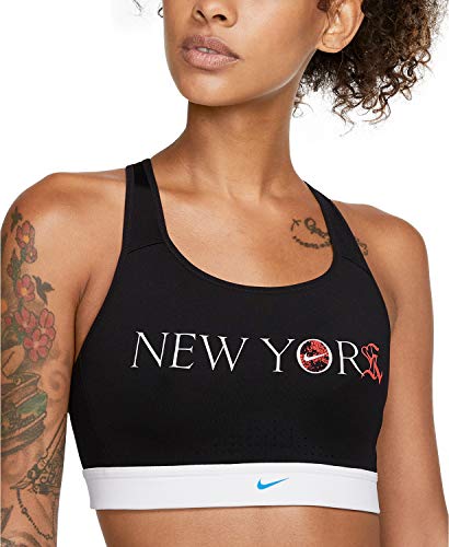 Nike Women's Victory Compression Sports Bra (New York (NY Exclusive, Black/Red/White/Blue), Medium)