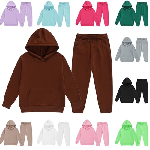 DHSPKN Girls Boys 2 Piece Tracksuit Athletic Sweatsuits Sets Hooded Sweatshirt and Jogger Sweatpants Clothing Sets for Kids3