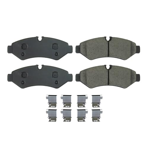Image of Detroit Axle - Rear Brake Pads for Mercedes-Benz Freightliner Sprinter 1500 | 2500, Mercedes-Benz Sprinter 3500XD, Ceramic Brake Pads with Hardware Replacement