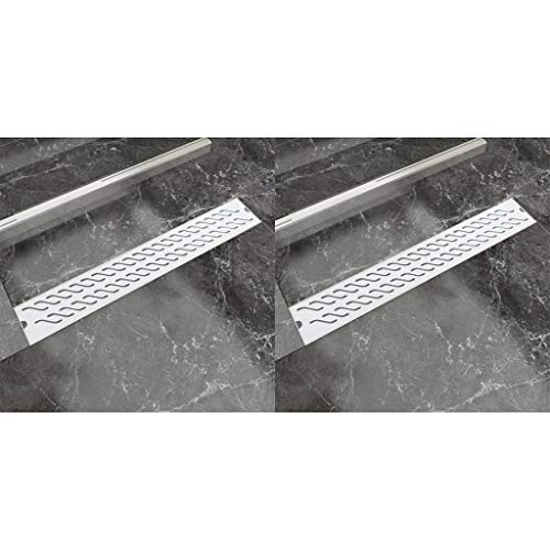 Plumbing Plumbing Fixture Hardware & Parts Drains Linear Shower Drain 2 pcs Wave 730x140 mm Stainless Steel