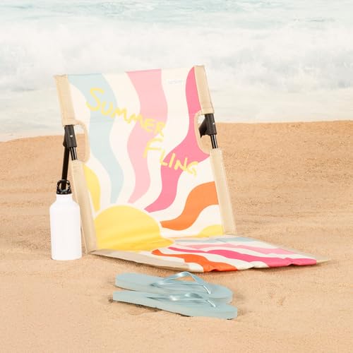 AKTIVE 62462 Strandmatte, faltbar, mit Liegefunktion, Maße: 39 x 39 x 40 cm, verstellbare Rückenlehne, strapazierfähiges Oxford-Gewebe, Kippschutz, inklusive Tragetasche, leicht und kompakt