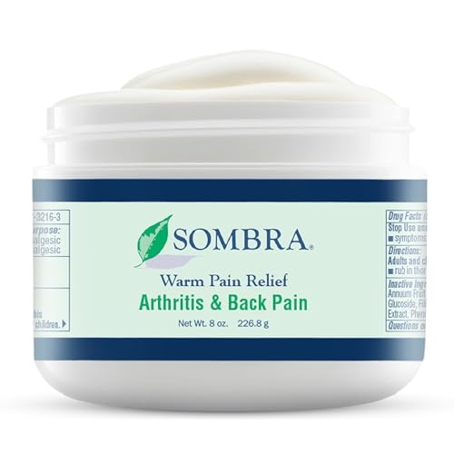 Sombra Warm Pain Relief Gel, Warm Relief for Arthritis and Chronic Pain Pre-Workout Muscle Rub Vegan Formula Free of Artificial Fragrances, Dyes, NSAIDs, Wax, Petroleum, Alcohol - 8oz Jar