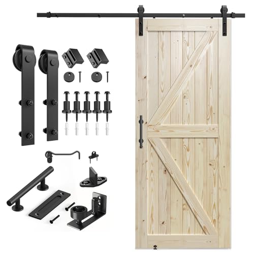 Image of SMARTSTANDARD 36in x 96in Sliding Barn Door with 6.6ft Hardware Included