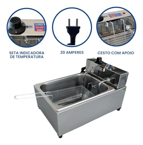 Fritadeira Industrial Elétrica Cuba 7l Inox Profissional - Imagem 2