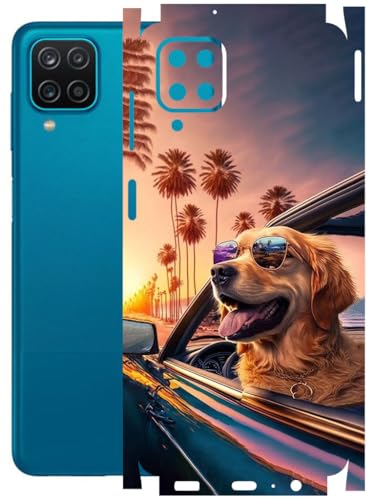 Image of AtOdds - Full Body Back Screen Guard Protector Film - Lamination Wrap Skin Sticker Compatible with Samsung Galaxy A12 | Scratchproof Matte Finish (Happy Doggo)