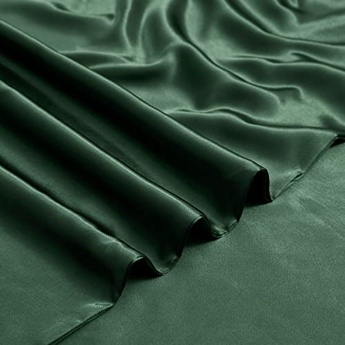 Image of NSGZ Satin Duvet Cover for Weighted Blanket, 60x80, 8 Ties, Dark Green | 8 Ties And Zipper For Secure Fit, Cooling Satin Gentle On Skin, Machine Washable, Fits 48x72 And 60x80 Weighted Blankets
